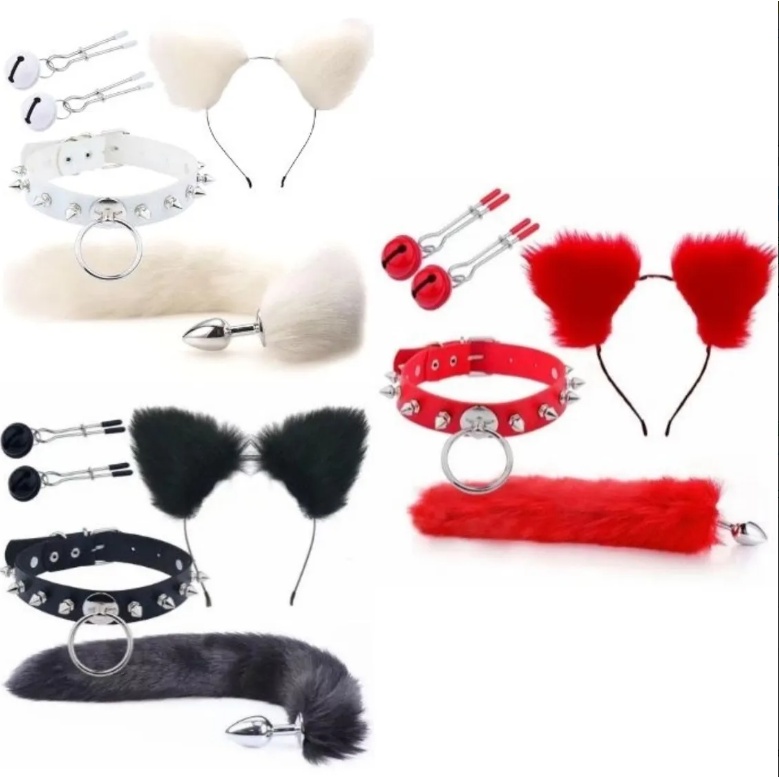 Plug Anal De Ao Raposa Kit Fantasia Gatinho Coleira Sexy Gata | Shopee  Brasil