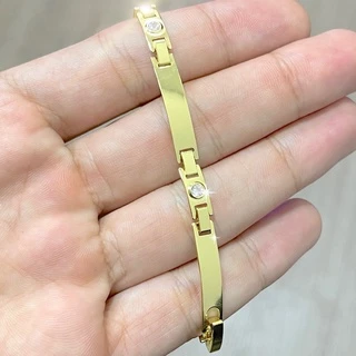 Bracelete Masculino De Ouro Liso 5mm 6,4g Banhado a Ouro 24k Pulseira em Oferta na Shopee