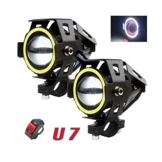 Par Farol Milha Moto Angel Eye/Devil Eye U7 Led Auxiliar 30w Neblina - Pronta Entrega