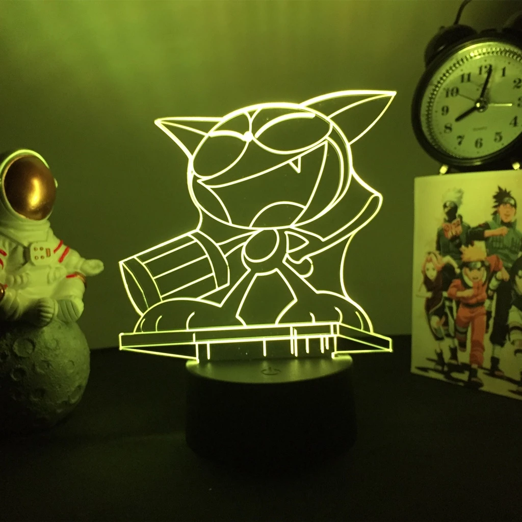 Luminária De Mesa Led Manga Kuro Chan Figura 3D/Claro Noturna Para Decoração De Quarto Infantil