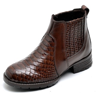 Bota Botina Country em Couro AR Calçados Cano Curto com Textura Escamas