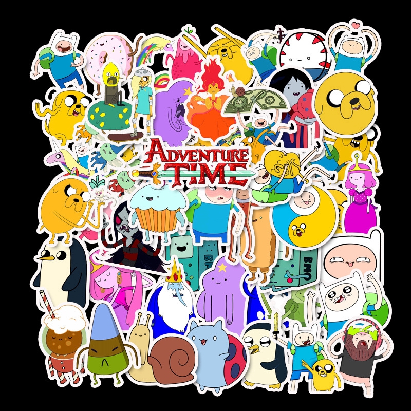 50 Folhas Autocolantes de Cartoon Adventure Time Adventure Time Autocolantes à prova d'água Caixa de papelaria Guitarra Autocolantes de Grafite para Computador