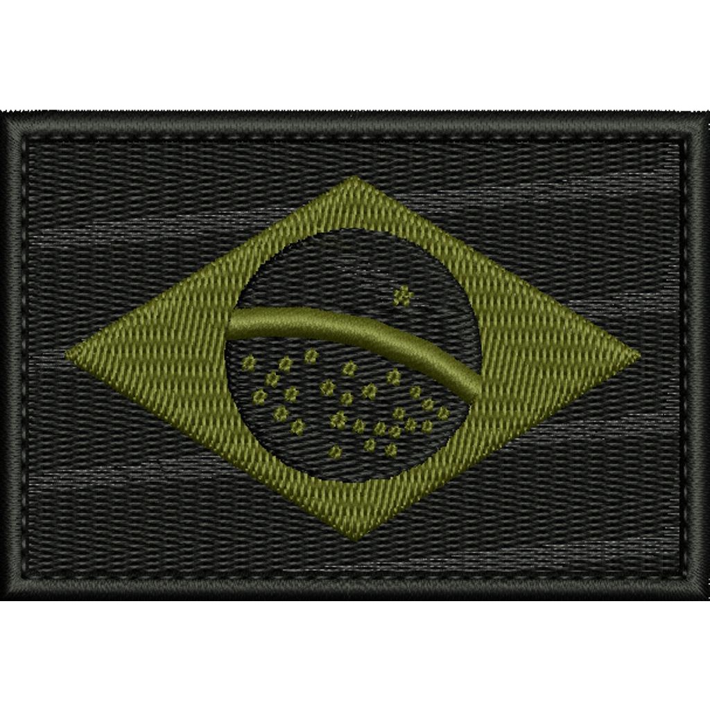 Patch Bordado 8,5x5cm bandeira do Brasil negativa com carrapicho