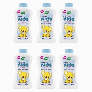 Kit 6 Talco para Bebê Cheirinho Kids Rosa/Azul - 100g Cada Talco para Bebe