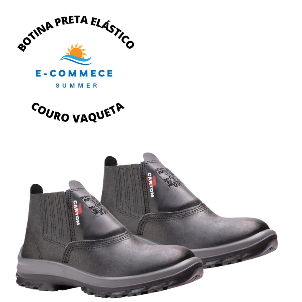 Bota / Botina Unissex De Segurança Bico De PVC - ELÁSTICO Tp080 Cartom (OBS: LEIAM ATENTAMENTE A DESCRIÇÃO).