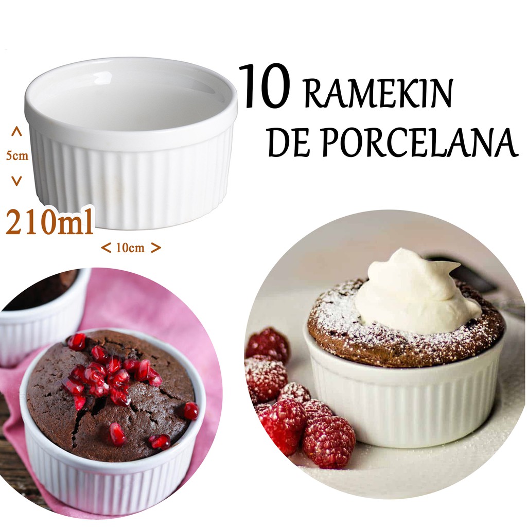 10 Ramekin Grande de Porcelana 210ml Ramequim Pote Bowl Finger Food