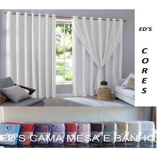 Cortina Blackout PVC LONA com tecido Voil = 2 folhas de 1,40m largura x 2,30m de altura Para Varão de até 2m