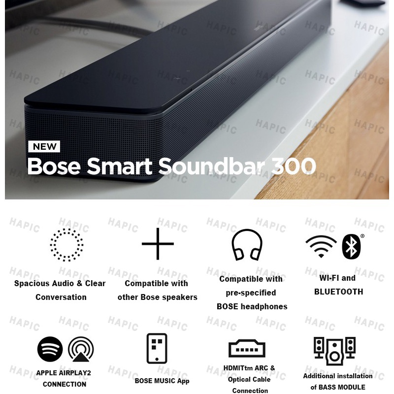 BOSE Smart Bluetooth Soundbar 300 Black | Shopee Brasil