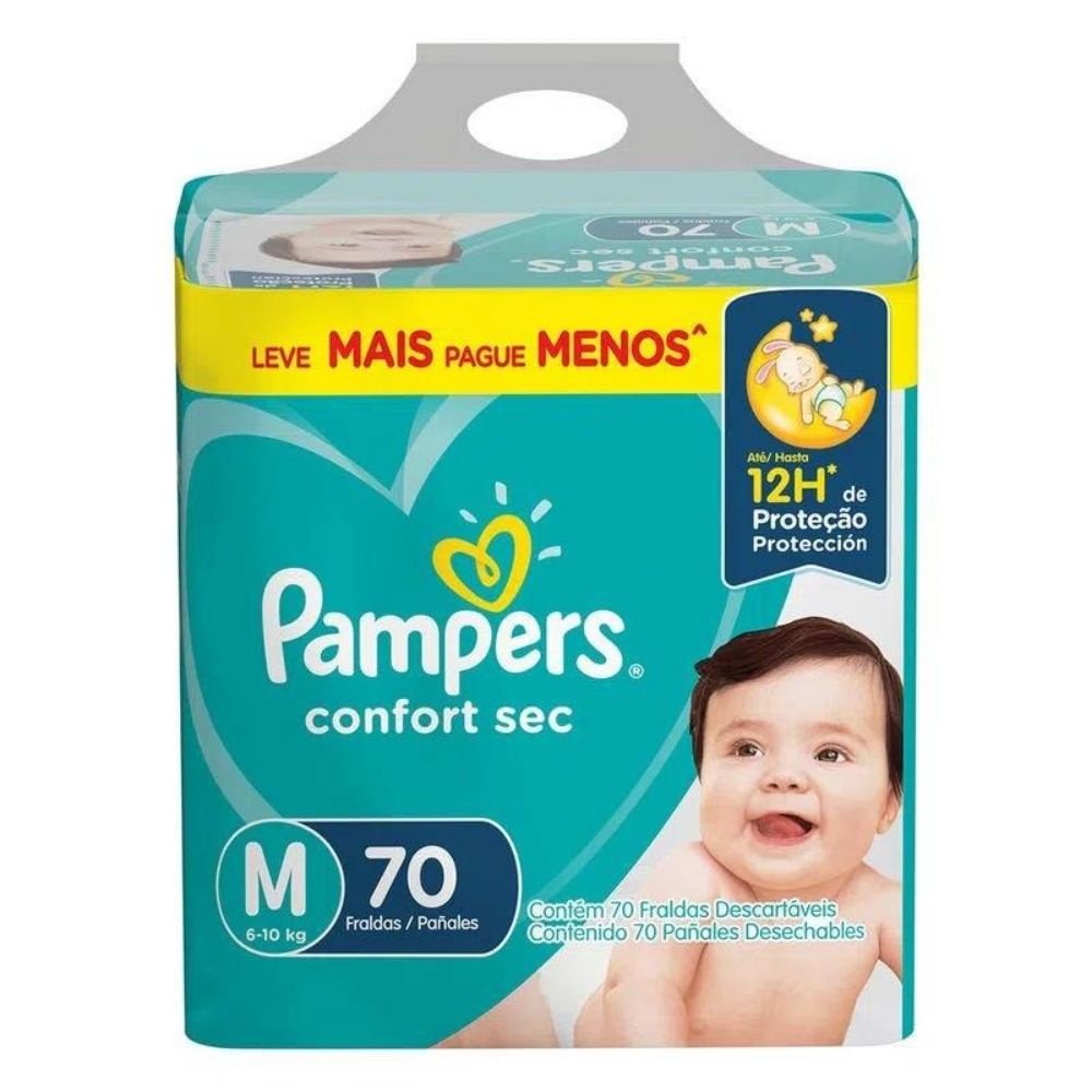 Fralda Descartável Pampers Confort Sec Fortbag M Com 70 Unidades Shopee Brasil