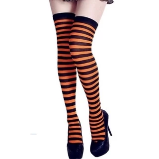 Meia Listrada 7/8 / Meia Até O Joelho , Cosplay , Anime , Halloween Laranja e Preto