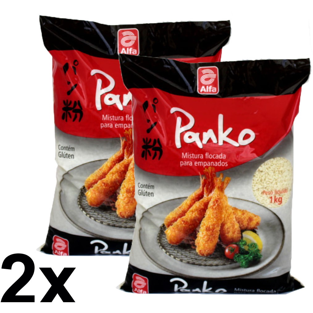 2 Farinha Panko Mistura Flocada Para Empanar Alfa 1kg Three Foods