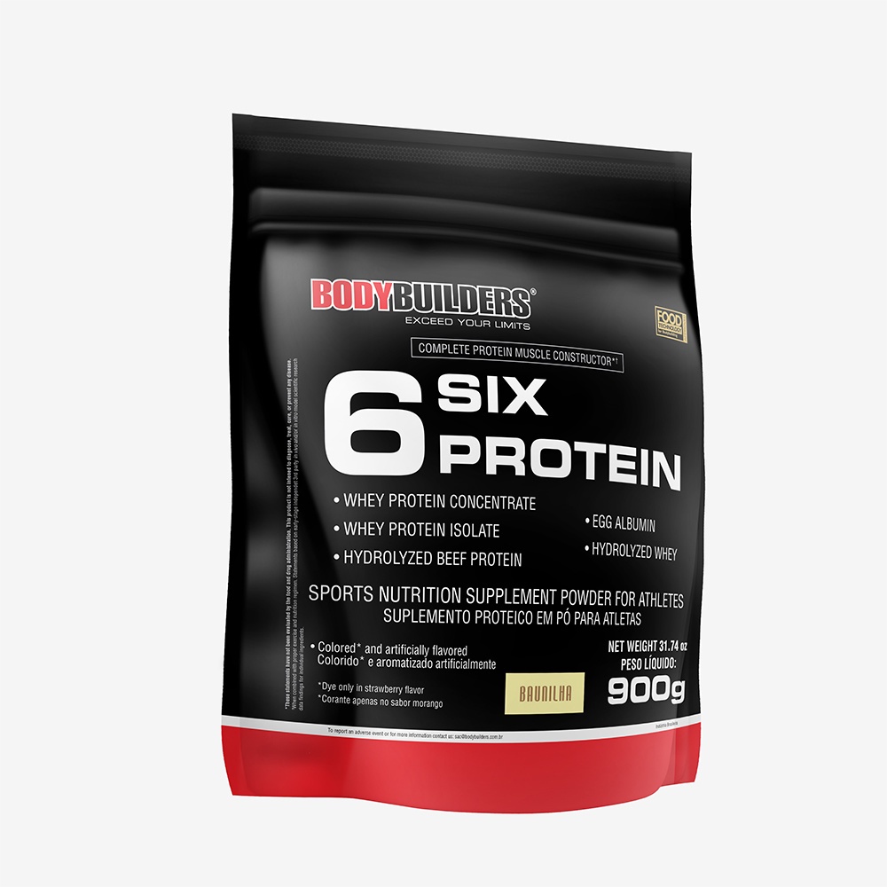Whey Protein Concentrado 6 Six Protein 900g – Bodybuilders Suplemento para academia e musculação