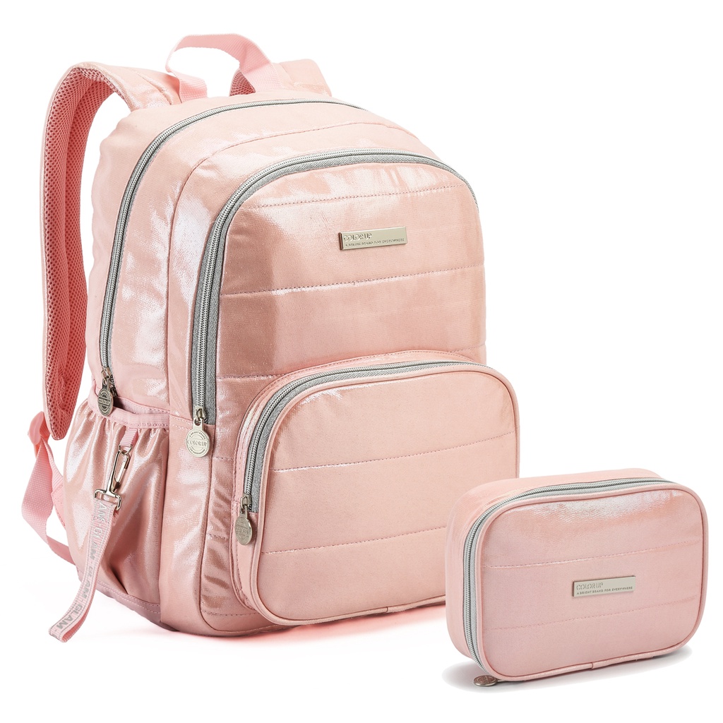 Kit Mochila e Estojo Box Juvenil Metalizada Feminina Costa Color Up ...