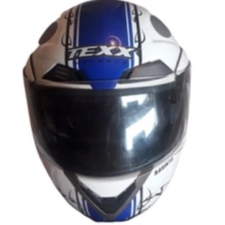 Capacete Usado Tex 61NBR7471 Absinto Bco e Azul Viseira de Sol