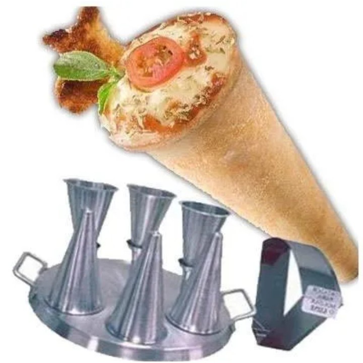 Pizza Cone forma com 6 Cones Em aluminio kit completo pizza individual ...