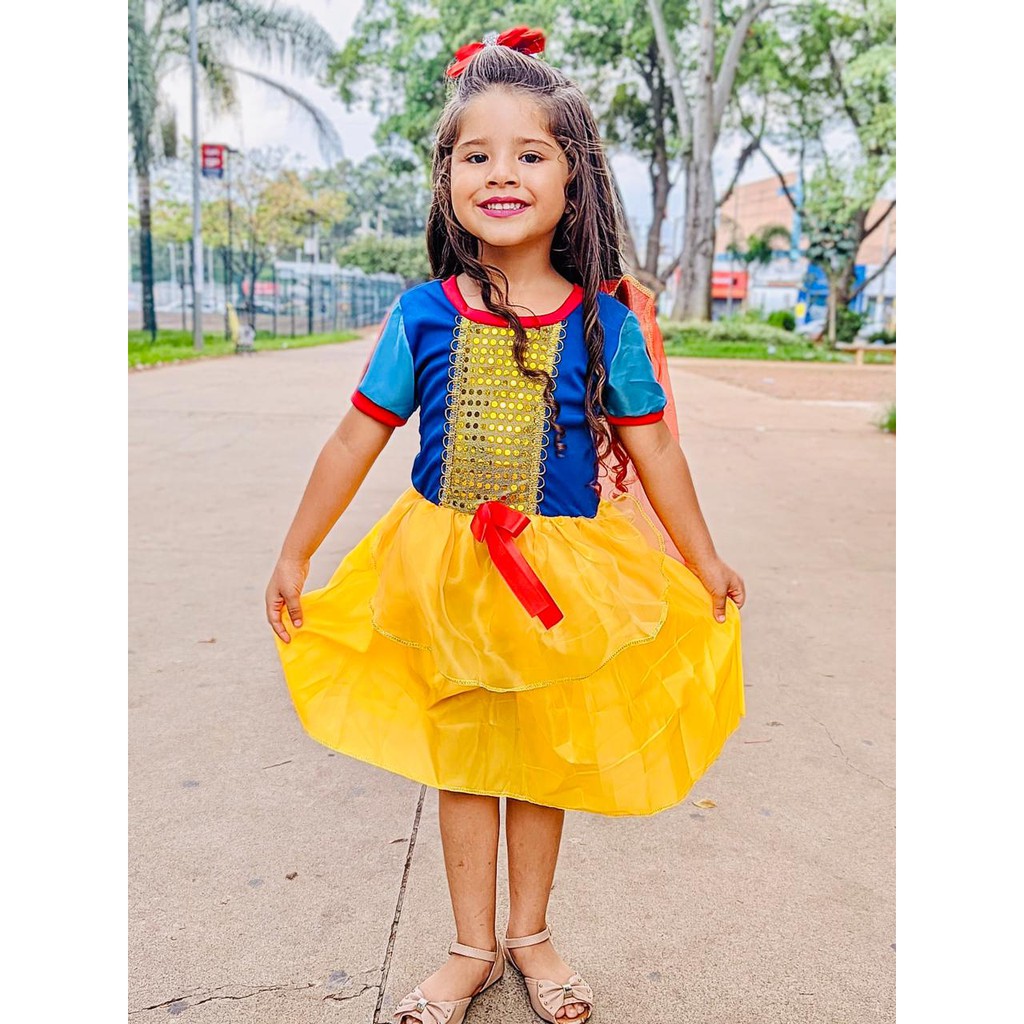 Fantasia Vestido Princesa Branca de Neve com Laço Bebê - SACOLA DO BEBÊ