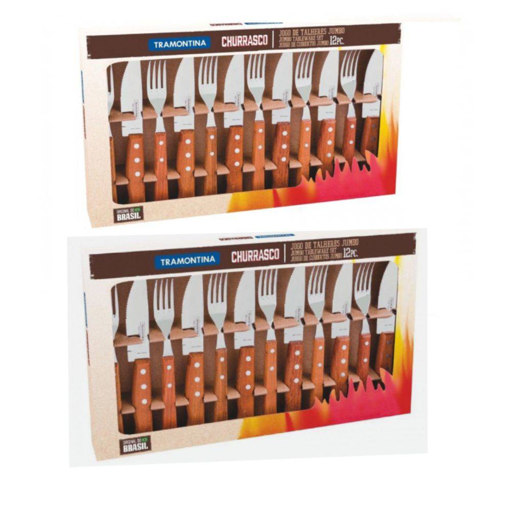 Kit Churrasco 24 Peças Jumbo Tramontina Garfo Faca