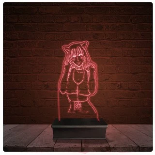 Abajur Luminária Acrílico Led - Menina Anime E-girl