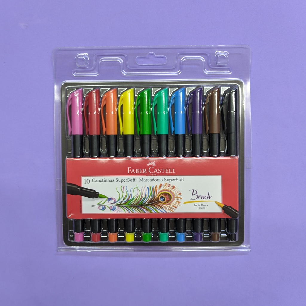 CANETA HIDROGRÁFICA 10 CORES SUPERSOFT BRUSH PEN FABER CASTELL