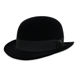 Chapéu Coco Diplomata Preto Caveira Preto Fosco Linha Skull