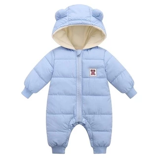 2022 Novo Romper Do Bebê Inverno Engrosse Velo Roupa Infantil Com Capuz Macacão De Quente Snowsuits 0-24 M Criança Jaquetas Outfits