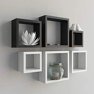 Kit 3 nichos quadrados Branco Preto 30 25 e 20 cm sala quarto infantil Nicho para banheiro