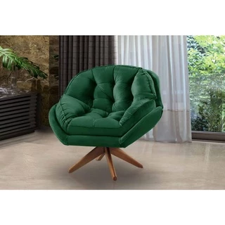 Poltrona Decorativa Califórnia base giratória 01 lugar Velusoft Verde - Sofá Casa