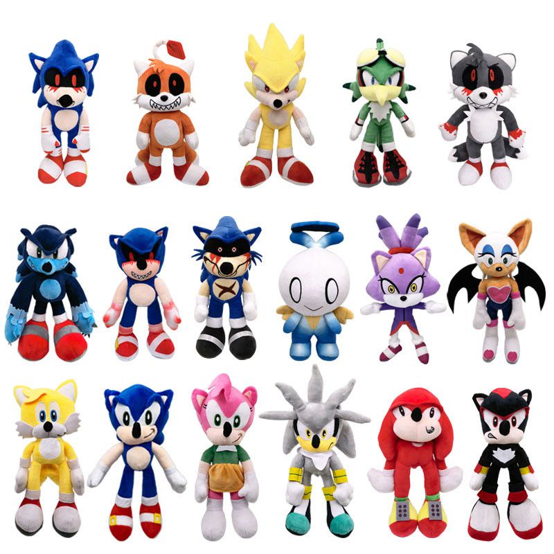 2 Bonecos Pelúcia Turma Do Sonic Shadow + Silver Personagens