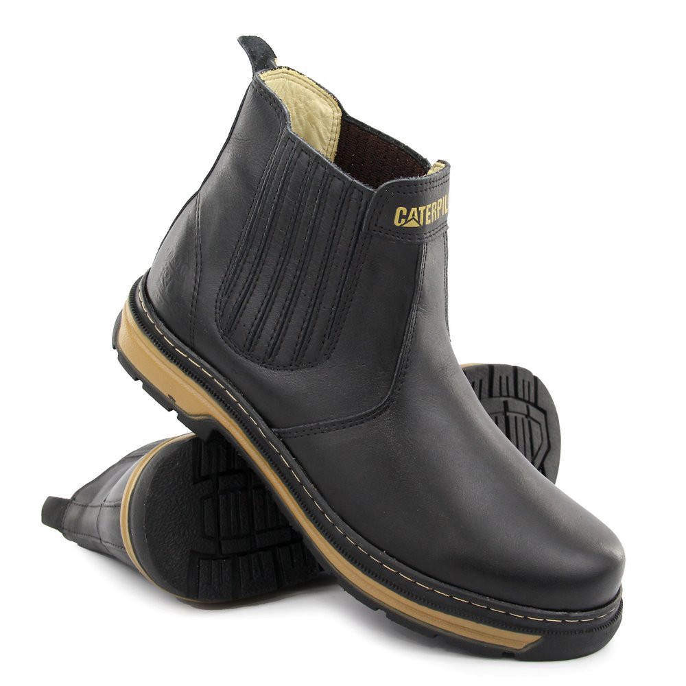 Bota Masculina CAT Caterpillar 090 Couro Legítimo Amarelo Cúrcuma