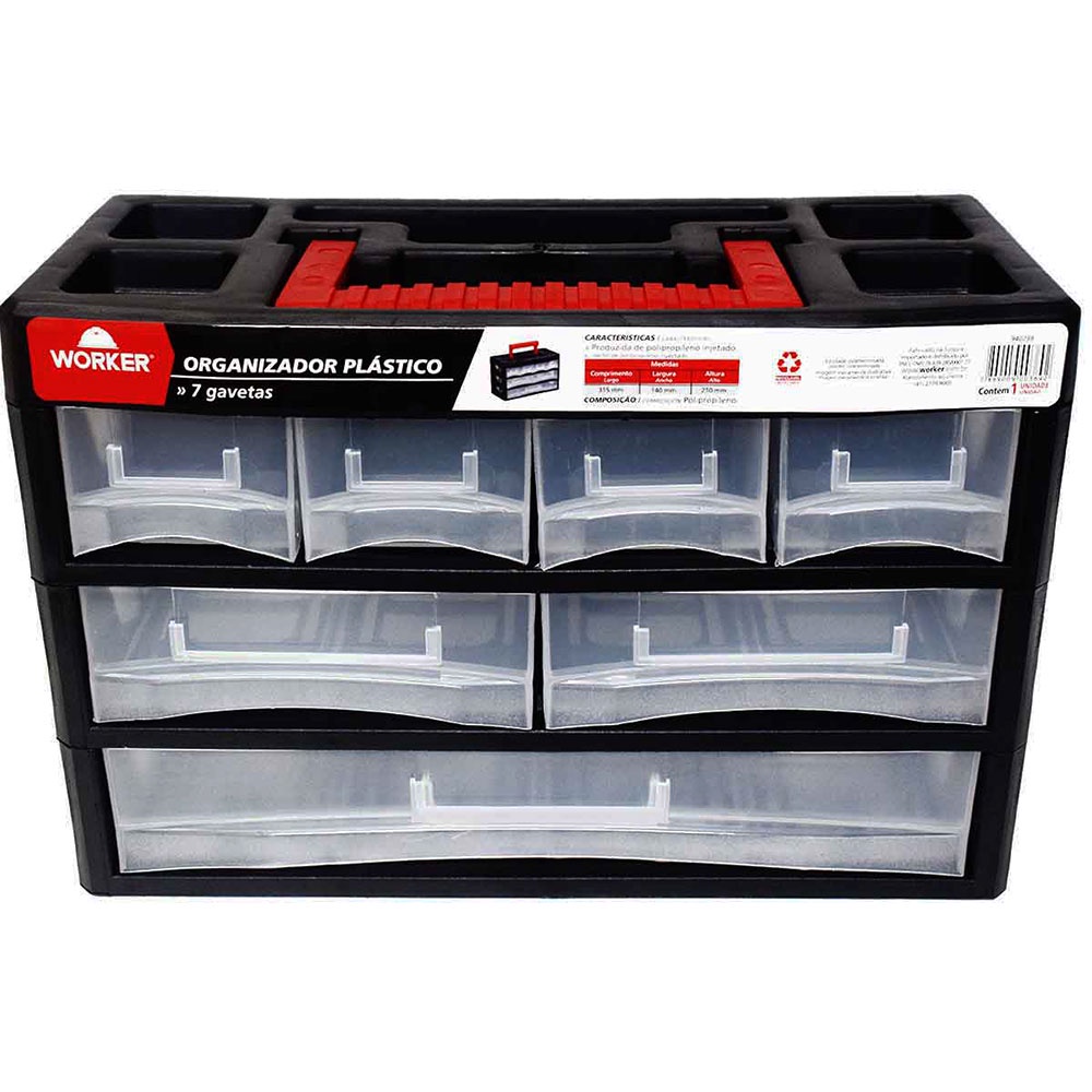 Caixa Organizadora para Ferramentas com 7 Gavetas Worker
