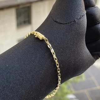 Pulseira Masculina De Ouro Carrier Quadrada 2,8mm Banhado a Ouro 24K Cartier em Oferta na Shopee