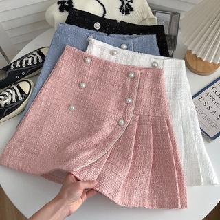 2020 listrado coreano saia plissada escola kawaii japonês saia shorts doce coreana  coreana estilo de roupas de cintura alta de um mini-linha de / Fundos ~