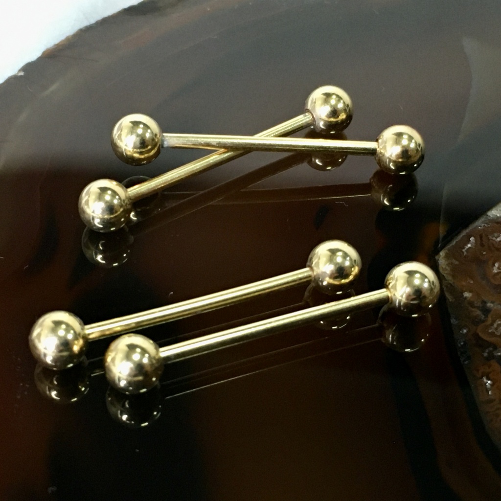 kit 12 peca Piercing Língua Barbell Dourado aco inoxitavol Shopee Brasil