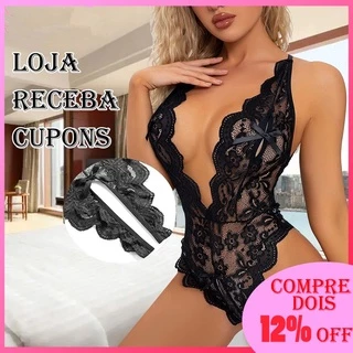 Virilha Aberta Sexy Lingerie Tamanho Grande Renda Pijama Arco Orvalhado Sexy Sem Costas Tentação Peça Única