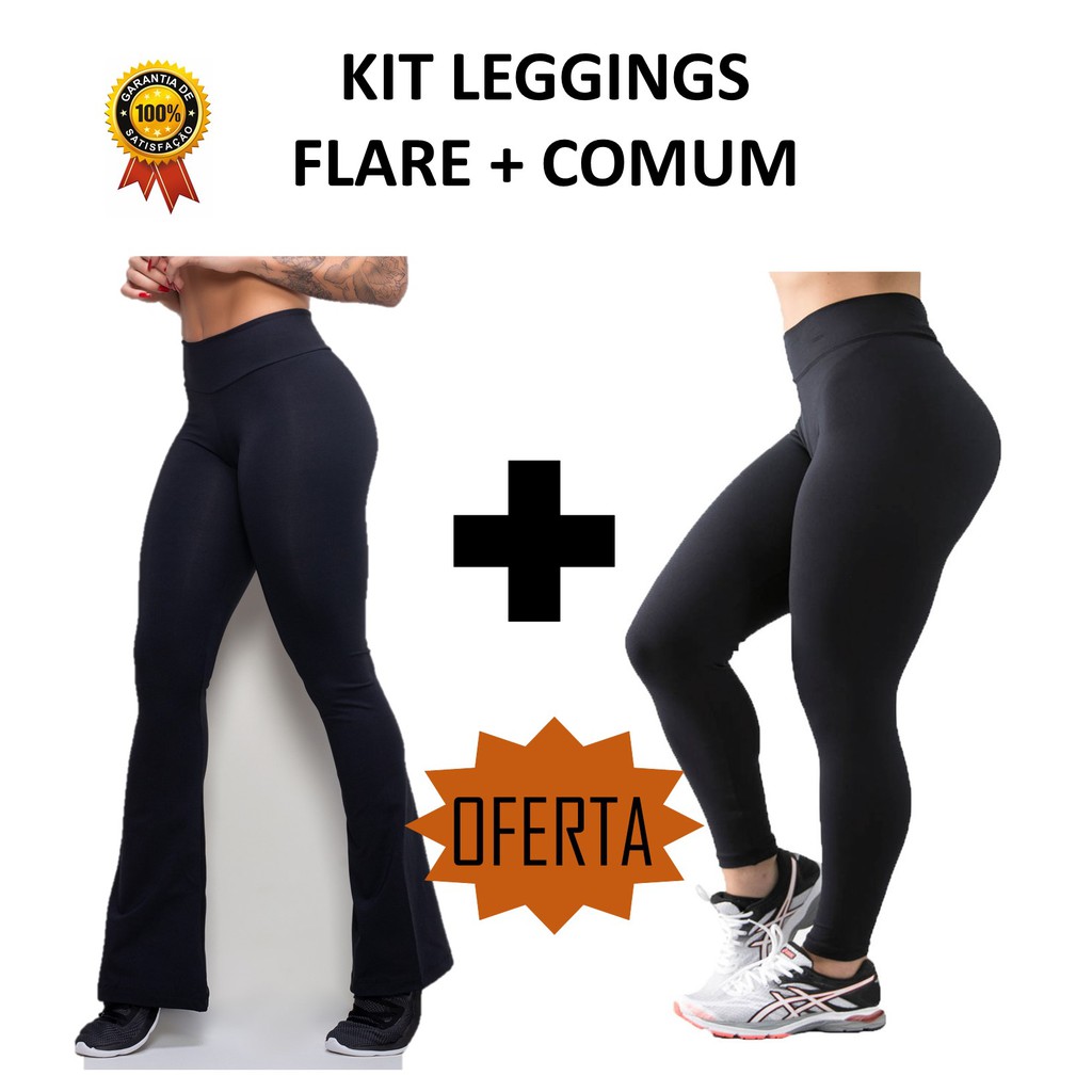Kit 2 Calça (Legging+Flare) Academia Fitness Roupas Premium