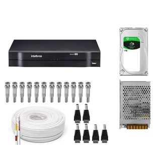 Kit Cftv Dvr Intelbras 16ch mhdx full hd com hd 1tb+fonte+100m de cabo e conectores
