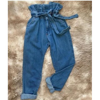 Calça jeans feminina cintura alta clochard escura - R$ 84.90, cor