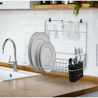 Escorredor De Parede Seca Pratos Copos Talheres Compacto-Dim: 32,5cm x24,9cmx37,8cm Arthi