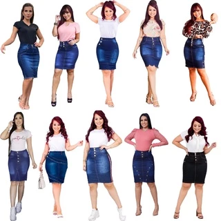 super kit 5 Saia jeans Evangélica Com Elastano modelos variados
