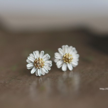 925 Brincos De Prata Esterlina daisy Da