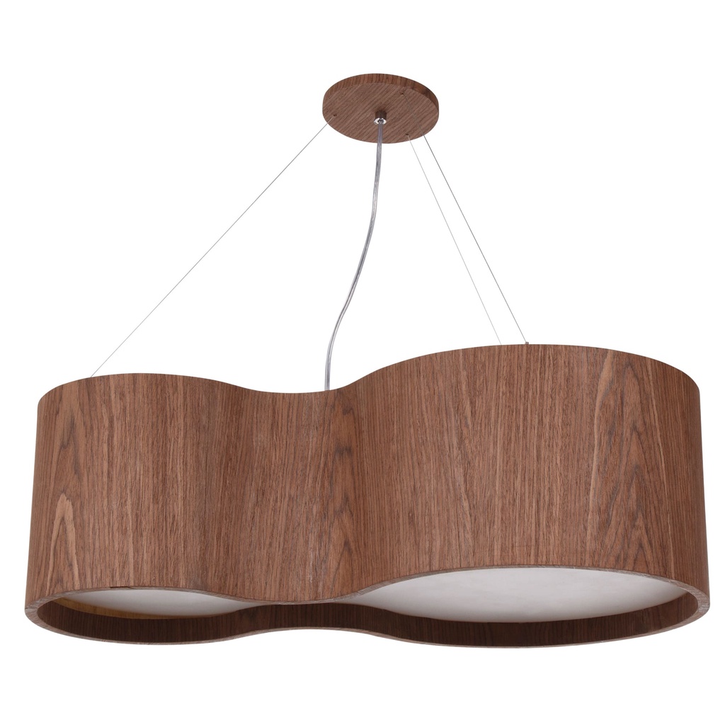 Pendente Lustre Madeira Semi Cilíndrico 70cm