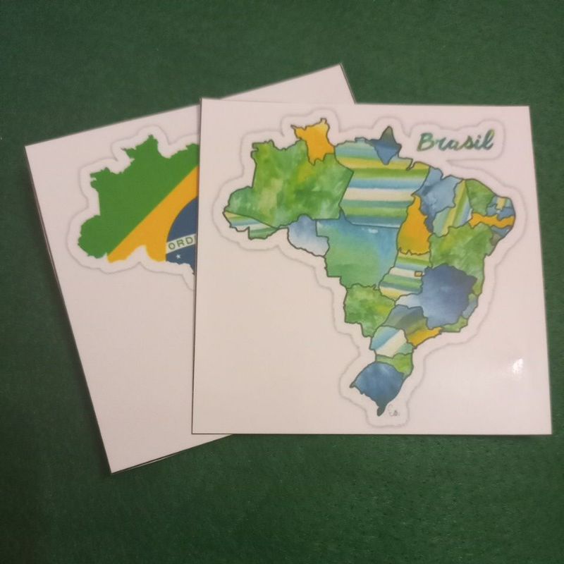 Adesivo/Sticker do mapa do Brasil, bandeira do Brasil, azul, amarelo e ...