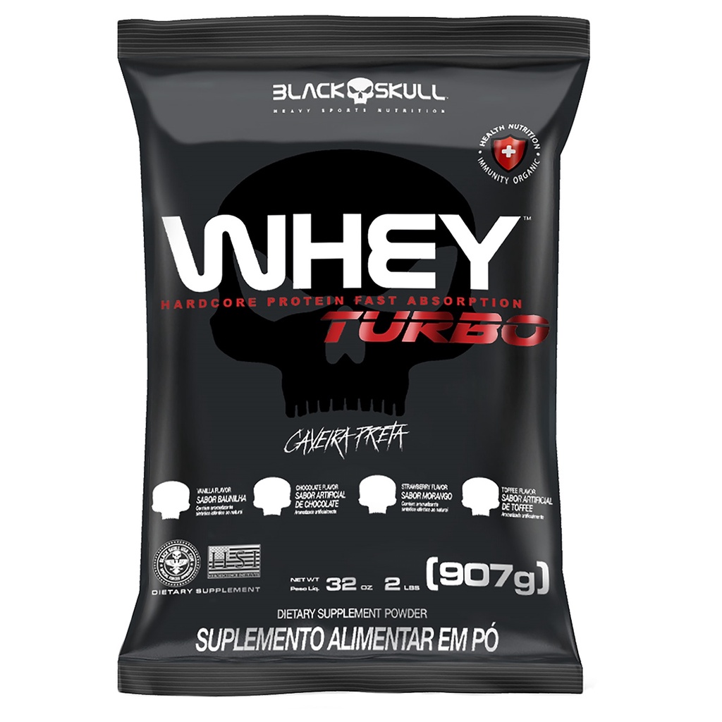 WHEY TURBO BLACK SKULL REFIL 907G Promoção Imperdivél