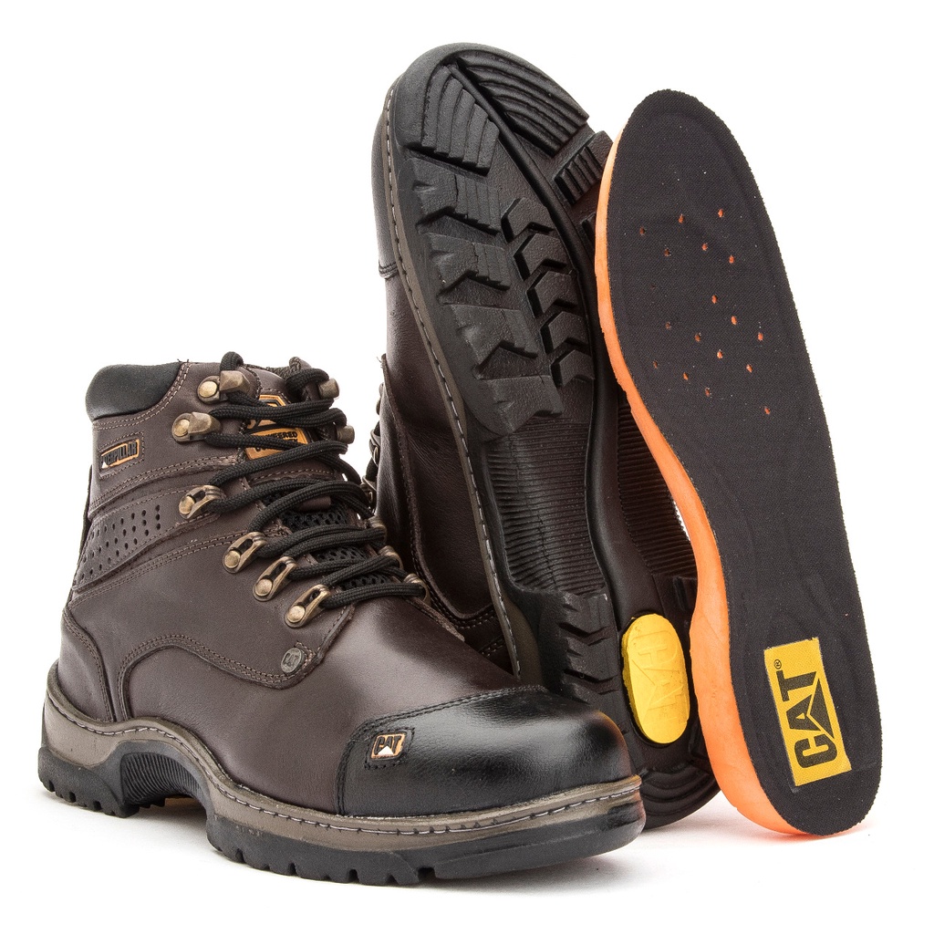 Bota Em Couro Caterpillar Palmilha Em Explorer Cano Alto Preto