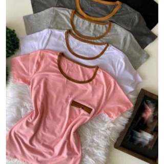 kit c/3 Blusinhas feminina com bolsinho t-shirt moda Blogueira atacado primavera verão