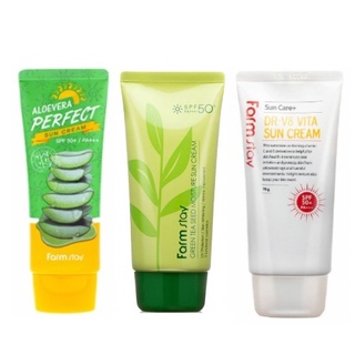 farm stay aloe vera perfect, dr-v8 vita, green tea seed moisture sun cream SPF 50+ / PA+++ 70g