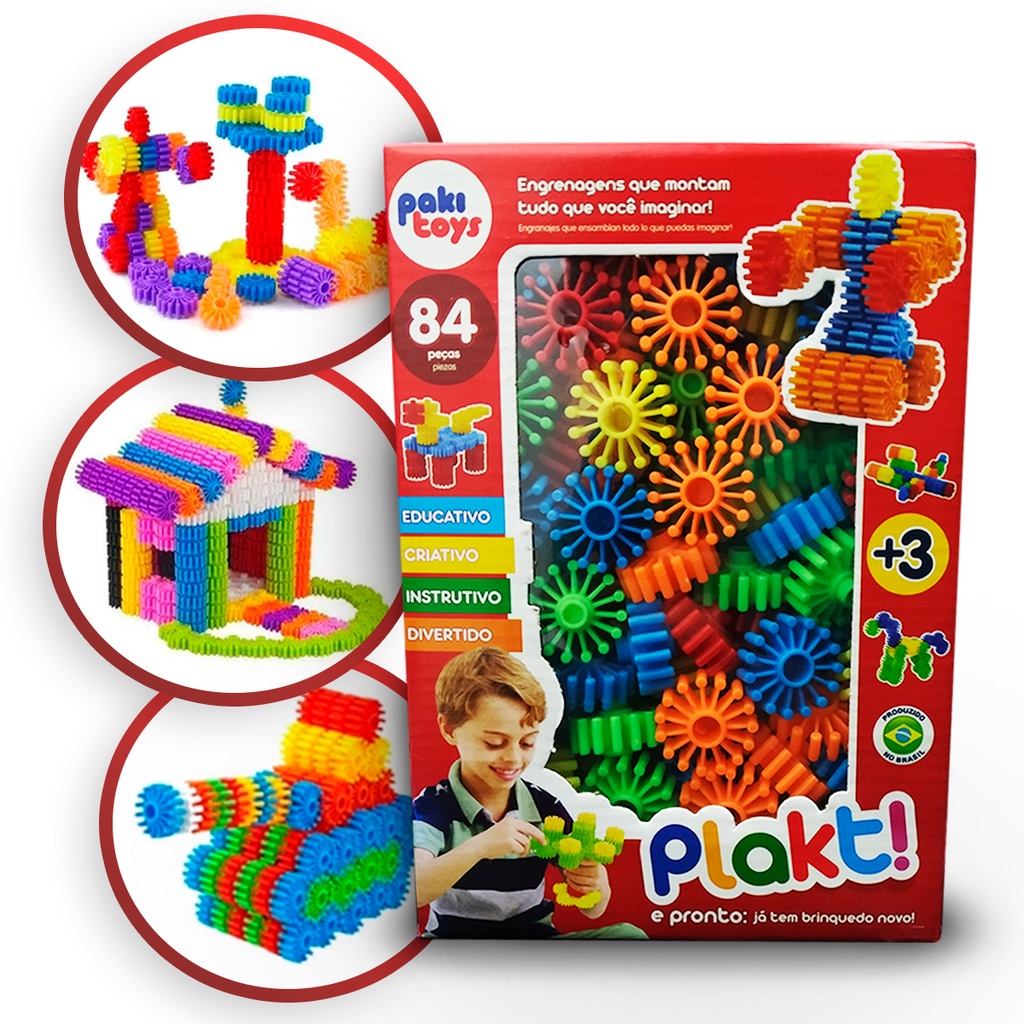 Jogo De Montar Plakt Com 84 Peças Blocos Brinquedo Educativo - Carrefour