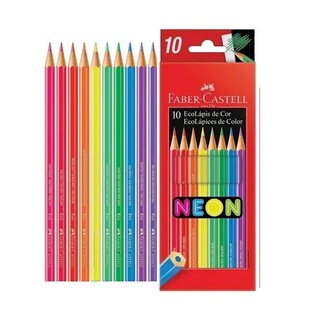 Lapis De Cor Faber Castell 10 Cores Neon Papelaria/ Material Escolar/ Lápis De Cor