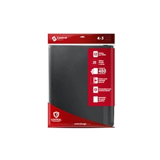 Pasta Binder Preto 4x3 12 Bolsos - Central