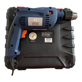 Furadeira de impacto e parafusadeira com controle de velocidade 800w Nakazaki com maleta 28 peças